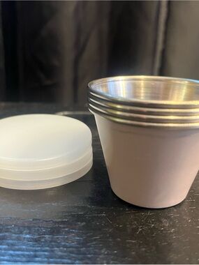 Stackable Stainless Steel with Plastic Lid Condiment cups- Set